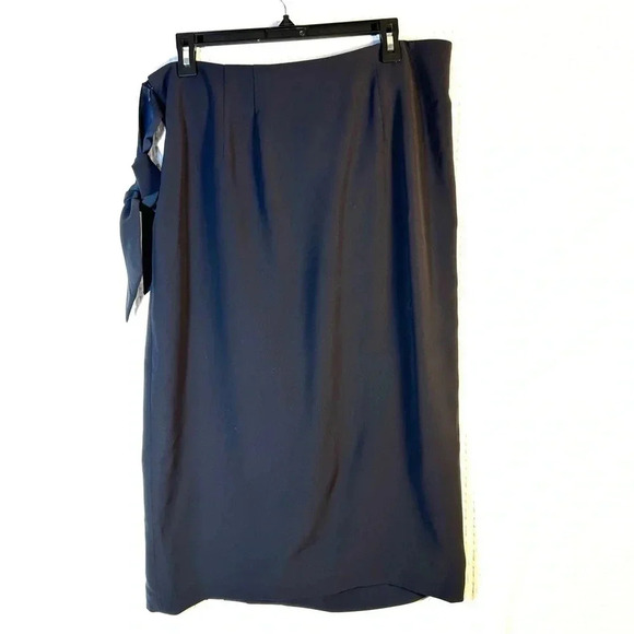 EMPORIO ARMANI Women Approx Sz 10 Midi Skirt Side Zip Tux Tie Front Slit Unlined - Picture 2 of 15